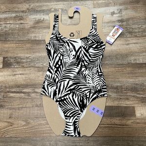NWT • OP • black and white one piece swimsuit